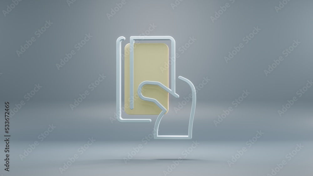 Poster beautiful abstract creadit card payment yellow light symbol icons on a blue background. 3d rendering