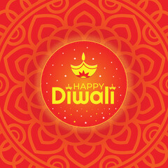 Happy Diwali design that you can use as post, greeting card, banner, etc. Happy Diwali design with decorative diya, mandala and sparkles. Diwali greeting that you can use to send Diwali wishes.