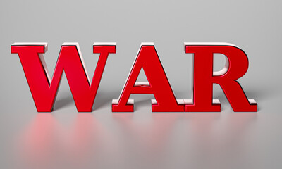 Red word WAR. Terrorism, attack and death conceptual