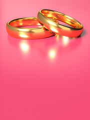 Illustration of two wedding gold rings with blank background. Unity concepts