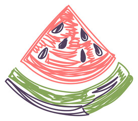 Watermelon fruit. Hand drawn illustration. Pen or marker doodle sketch