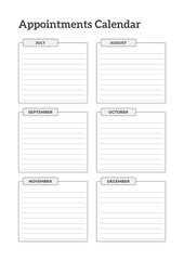 Clean Appointments Calendar Planner Template Sheet. Minimalist Planner Page Template. Modern planner template sheet. (2)