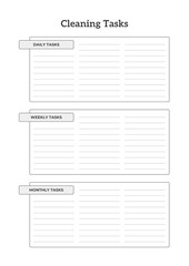Minimlal Cleaning Tasks Planner Template. Minimalist Planner Page Template. Modern planner template sheet