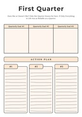 Disital First Quarter Planner Template Sheet. Minimalist Planner Page Template. Modern planner template sheet