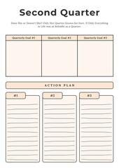 Disital Second Quarter Planner Template Sheet. Minimalist Planner Page Template. Modern planner template sheet