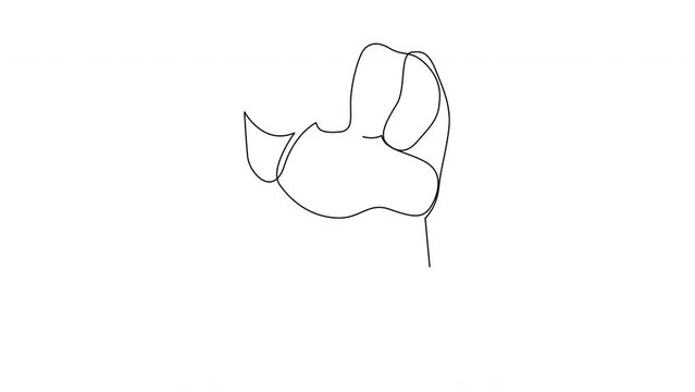 Self drawing animation of continuous one single line drawing of hand fist gesture.