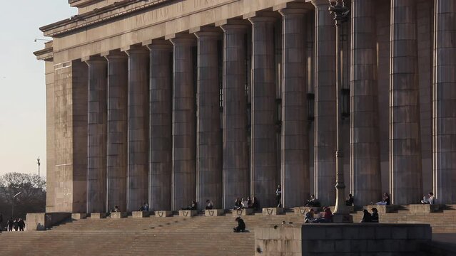 The Main Facade of the School of Law of the University of Buenos Aires (UBA), Buenos Aires, Argentina. 4K Resolution.