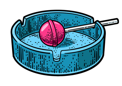 recommend clip art: lollipop ashtray line art color sketch PNG illustration with transparent background