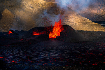 volcano eruption with lava