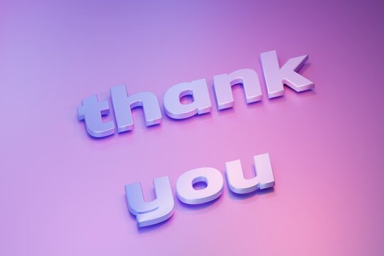 The inscription "thank you" on a pink background, 3d render