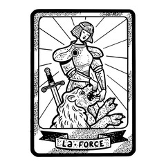 Tarot playing card Force sketch PNG illustration with transparent background