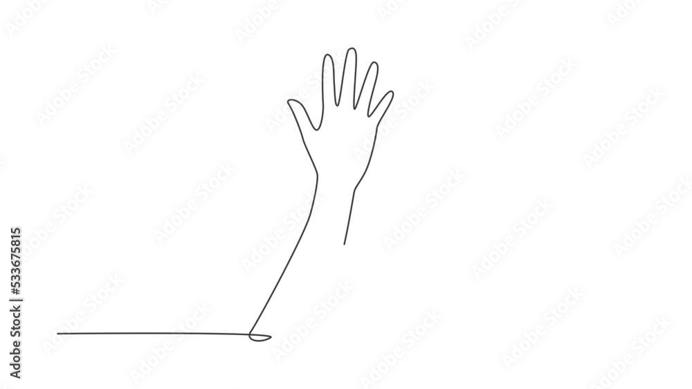 Aufkleber animated self drawing of single continuous line draw hand count number five. learn to count numbers.