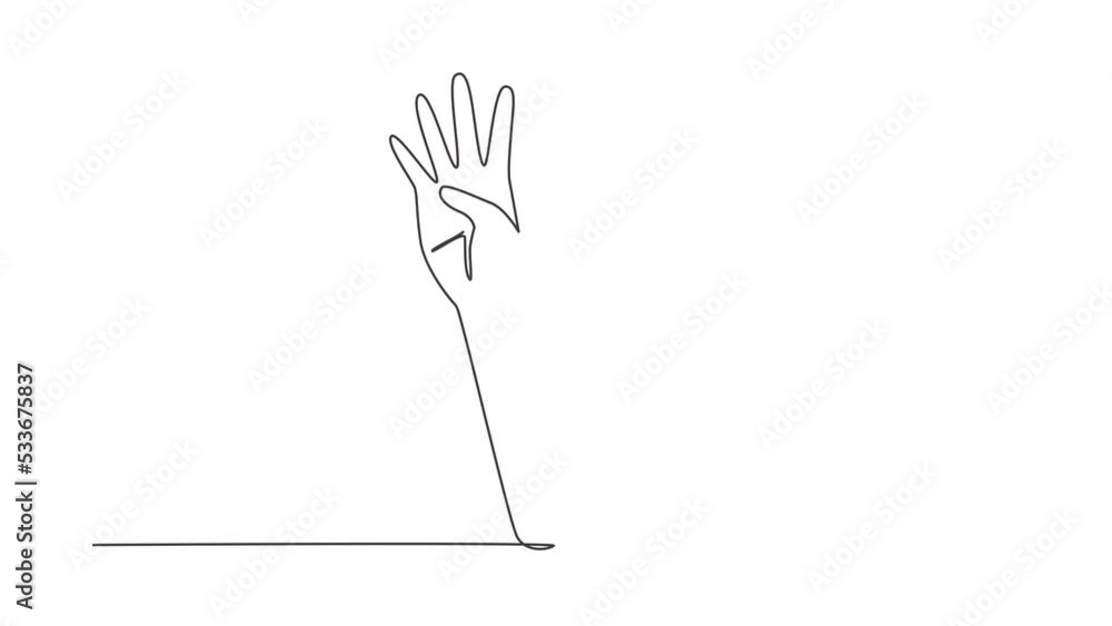 Aufkleber animated self drawing of single continuous line draw hand count number four. learn to count numbers.
