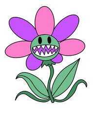 Obraz premium illustration of flower halloween groovy hand drawn style