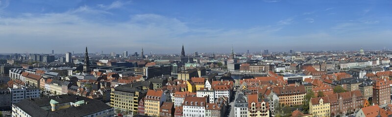 Naklejka na ściany i meble Panorama of Copenhagen, Denmark, old city skyline.