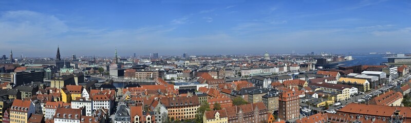 Naklejka na ściany i meble Panorama of Copenhagen, Denmark, old city skyline.