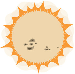 star sun with spots. 2d flat isolated vector