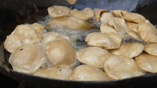 Chhole bhature preparation in India