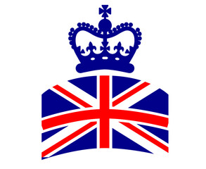 A Blue Crown British United Kingdom Flag Emblem National Europe Emblem Vector Illustration Abstract Design Element