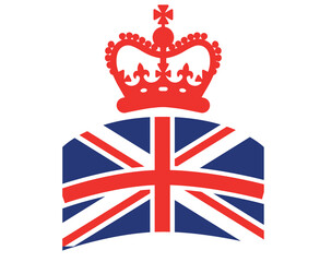 A Red Crown British United Kingdom Flag Emblem National Europe Emblem Vector Illustration Abstract Design Element