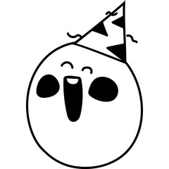 partying face emoji outline vector smiley