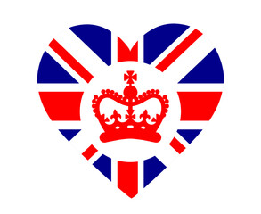 Fototapeta premium British United Kingdom Flag Heart With a Red Crown National Europe Emblem Icon Vector Illustration Abstract Design Element
