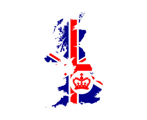 Obraz premium British United Kingdom Flag Map With a Red Crown National Europe Emblem Icon Vector Illustration Abstract Design Element