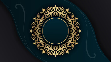 simple background, dark green and black, with mandala gold