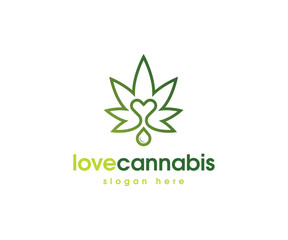 Love Cannabis Leaf Logo