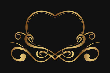 vintage border logo, heart shape, gold ornament