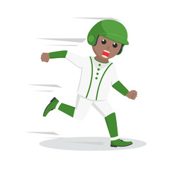 BaseBall Player african running To The Safe Point design character on white background