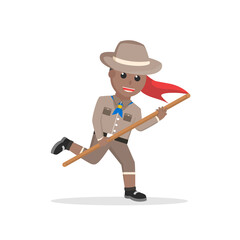 boy scout african run with flag design character on white background