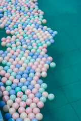 Pile of ocean balls in swimming pool closeup