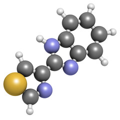 thiabendazole (tiabendazole) fungicidal and anti-parasite molecule. Used as food preservative and antihelmintic drug.