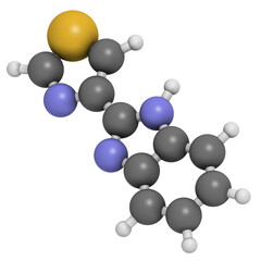 thiabendazole (tiabendazole) fungicidal and anti-parasite molecule. Used as food preservative and antihelmintic drug.