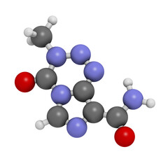 Temozolomide cancer chemotherapy drug, chemical structure.
