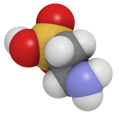 Taurine molecule. Common ingredient of energy drinks.