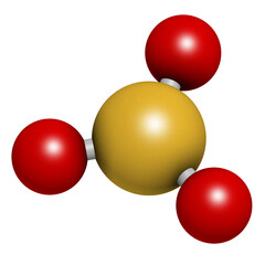 Sulfur trioxide pollutant molecule. Principal agent in acid rain.