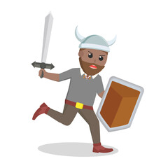 viking african soldier shield and sword design character on white background