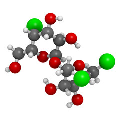 Sucralose artificial sweetener, molecular model