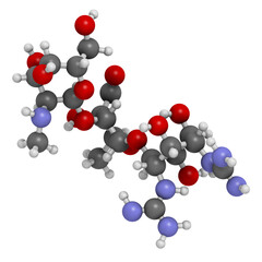 Streptomycin antibiotic drug (aminoglycoside class), chemical structure.