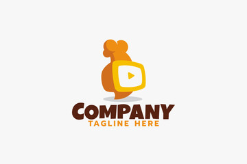 cooking channel logo with a combination of television, chef's hat and play button as an icon.