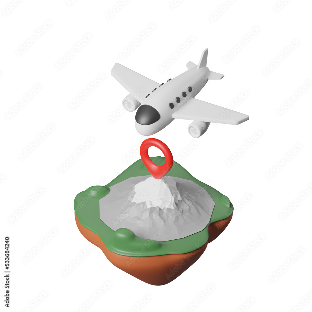 Poster folded map with passport and location pin with mt.fuji isolated. minimal navigation japan travel ico