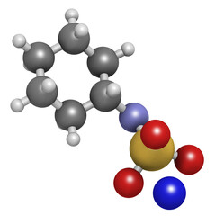 Sodium cyclamate artificial sweetener molecule. 3D rendering.