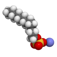 Sodium dodecyl sulfate (soap, SDS)  molecule, chemical structure