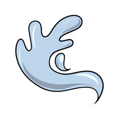 Cartoon-style water splashes, wave, vector illustration of water and drops