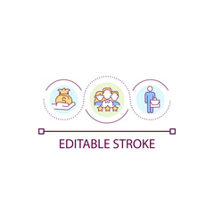 Employee engagement loop concept icon. Benefits of employer branding. Employee retention abstract idea thin line illustration. Isolated outline drawing. Editable stroke. Arial font used