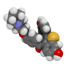 Raloxifene osteoporosis drug, chemical structure.
