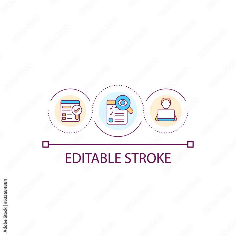 Fototapete data search and analysis loop concept icon. review information. tasklist. computer worker abstract i