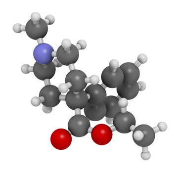 Pethidine opioid analgesic drug, chemical structure.